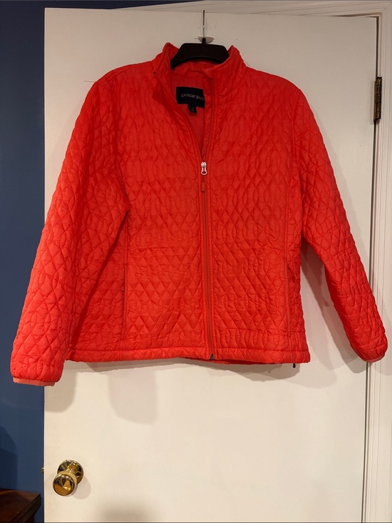 Lands' End Jackets & Blazers - Lands’ End Women’s Quilted Jacket Coral Suze XL Petite 18 Diamond Full Zip